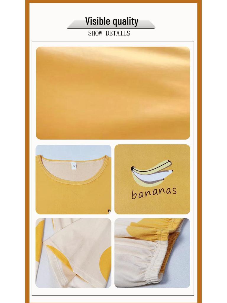 Moteriškas vasaros pižamos komplektas - apvalia iškirpte, trumpomis rankovėmis, septynių ketvirčių kelnėmis, patogus kasdienis dviejų dalių