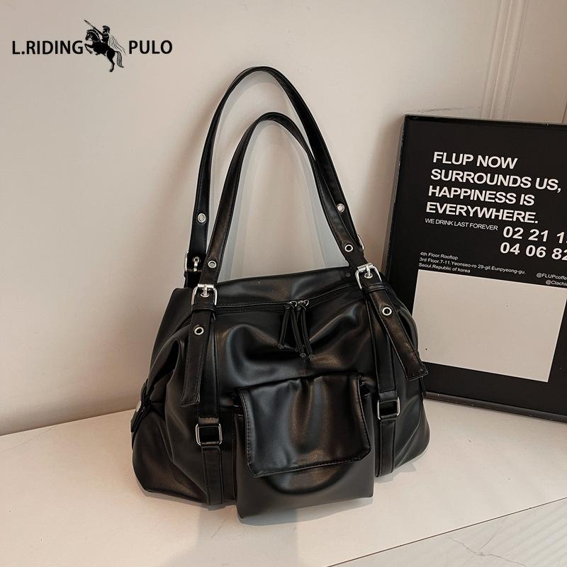 Large Capacity Shoulder Bag, Soft Leather Underarm Crossbody Bag, Street Style Hot Girl Tote Bag, Multi-pocket Commuter Bag