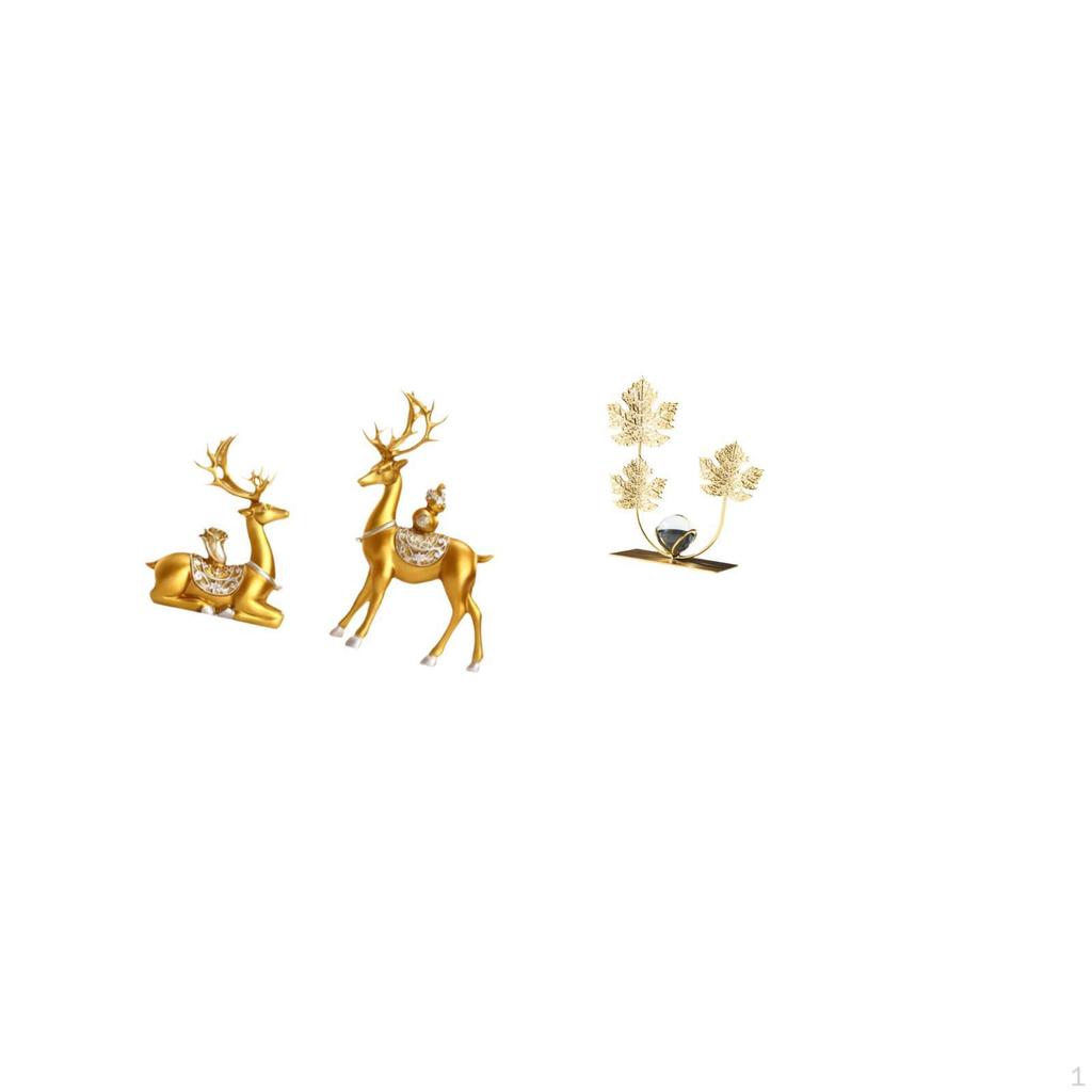 Deer Figurines Reindeer Elk Sculptures Collectible Ornaments Decorative Statues Bookshelf Sculpture