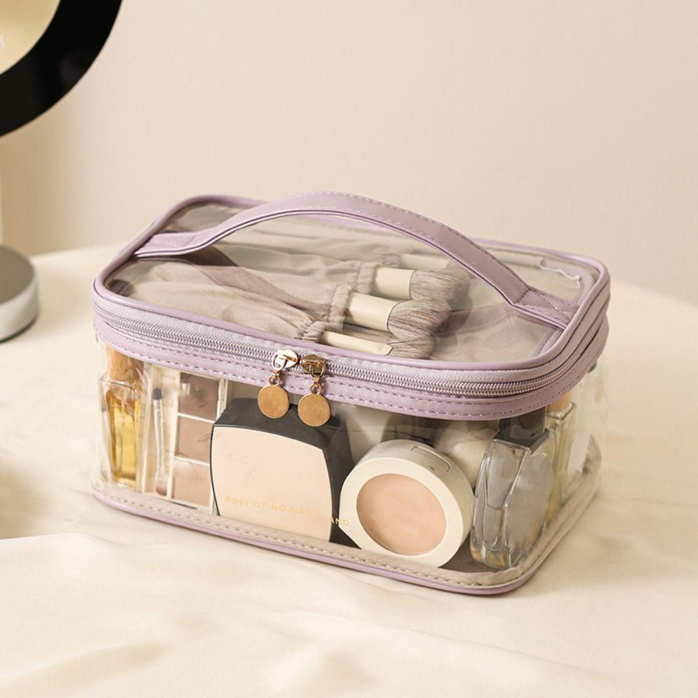 Transparent PU Cosmetic Bag Toiletry Bag Makeup Bag Practical Cosmetics and Jewelry Bag  Studio
