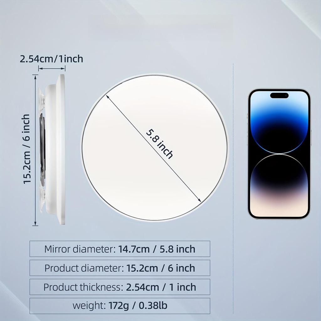 Handheld 6-inch Makeup Mirror with 10x, 20x, 30x Magnification and 360° Rotating Bracket