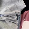 Women Korean Style Crew Neck Short Sleeve T-Shirt Ruched Waist Printed Slim Cropped Summer Casual Ladies Top