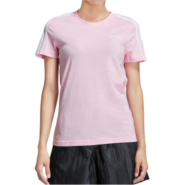 Adidas Sports Crew Neck Pullover Short Sleeve T-Shirt Women T-Shirts Pink DU0633