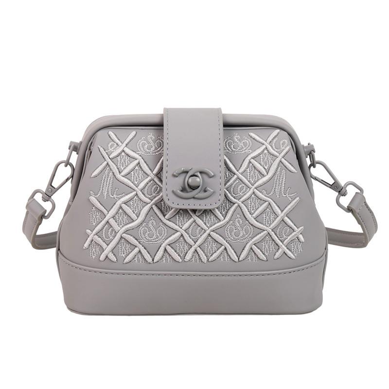 Tung Industri Broderi Skalväska Dam Ny Premium Texturerad Broderitråd Enfärgad Axelväska Crossbody