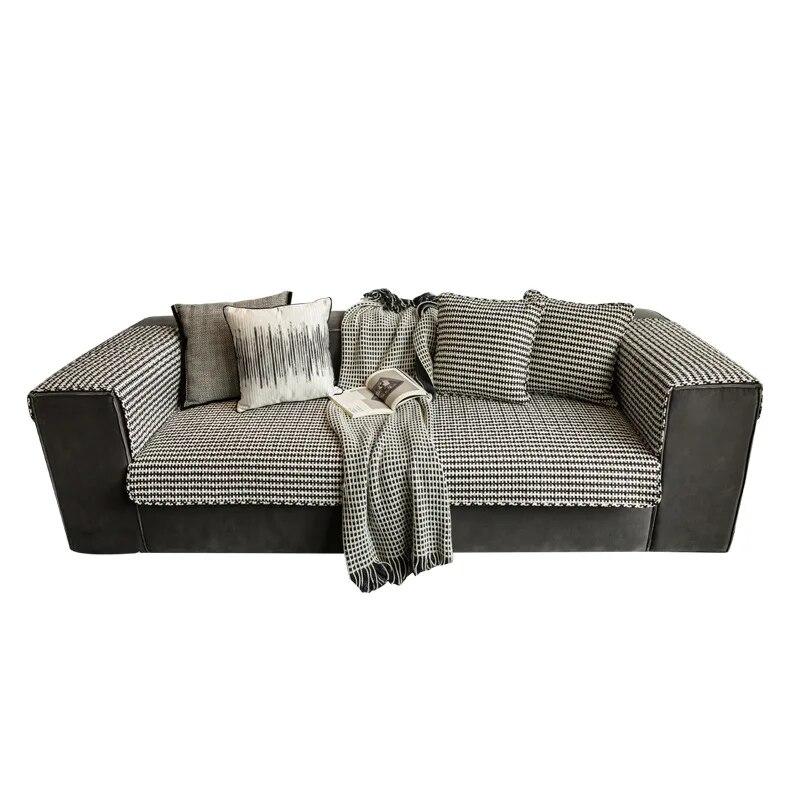 Nordic Black White Plaid Sofa Covers Cotton Soft Cushion Case Modern Four Seasons Non-slip Sofas Towel L-shaped Home Protective