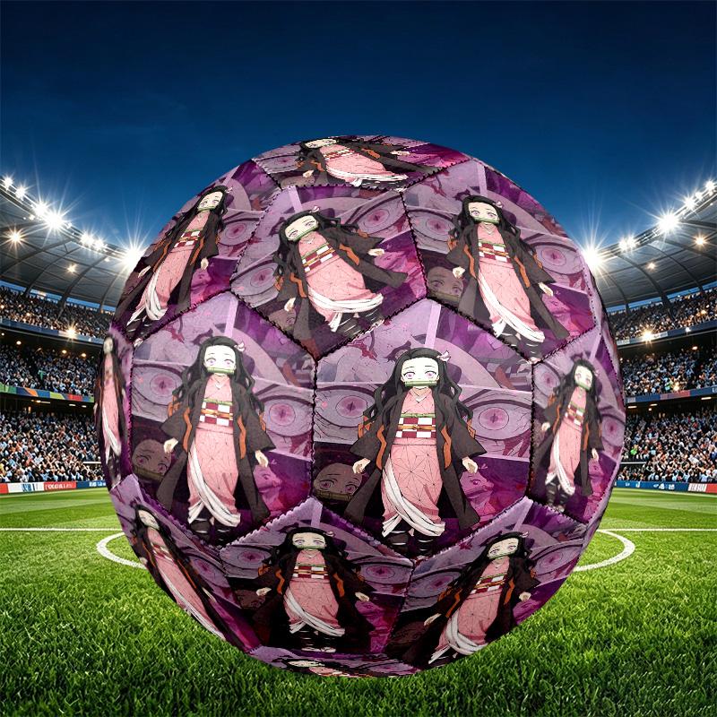 Demon Slayer Print Size 5 Soccer Ball, PU Wear Resistant Football for Match Training and Daily Practice, Birthday Gift for Soccer Fans