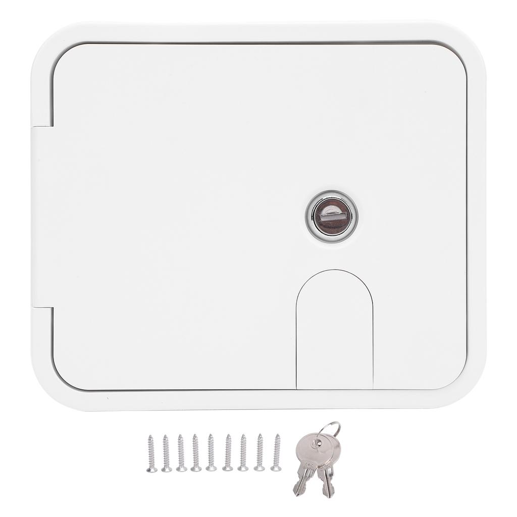 145 X 116mm RV Power Cord Hatch with Stainless Steel Lock and Keys 180 Degree Opening Electrical Access Door for