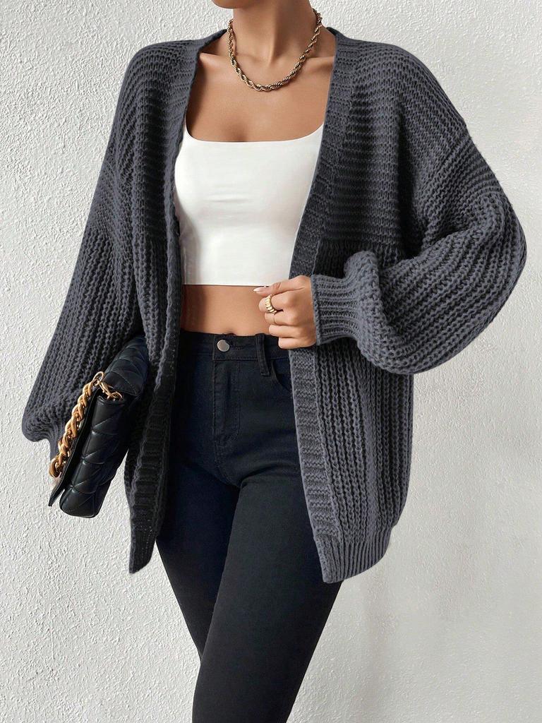 2026 Women's Solid Color Knit Loose Cardigan Sweater - Versatile, Simple, and Cozy