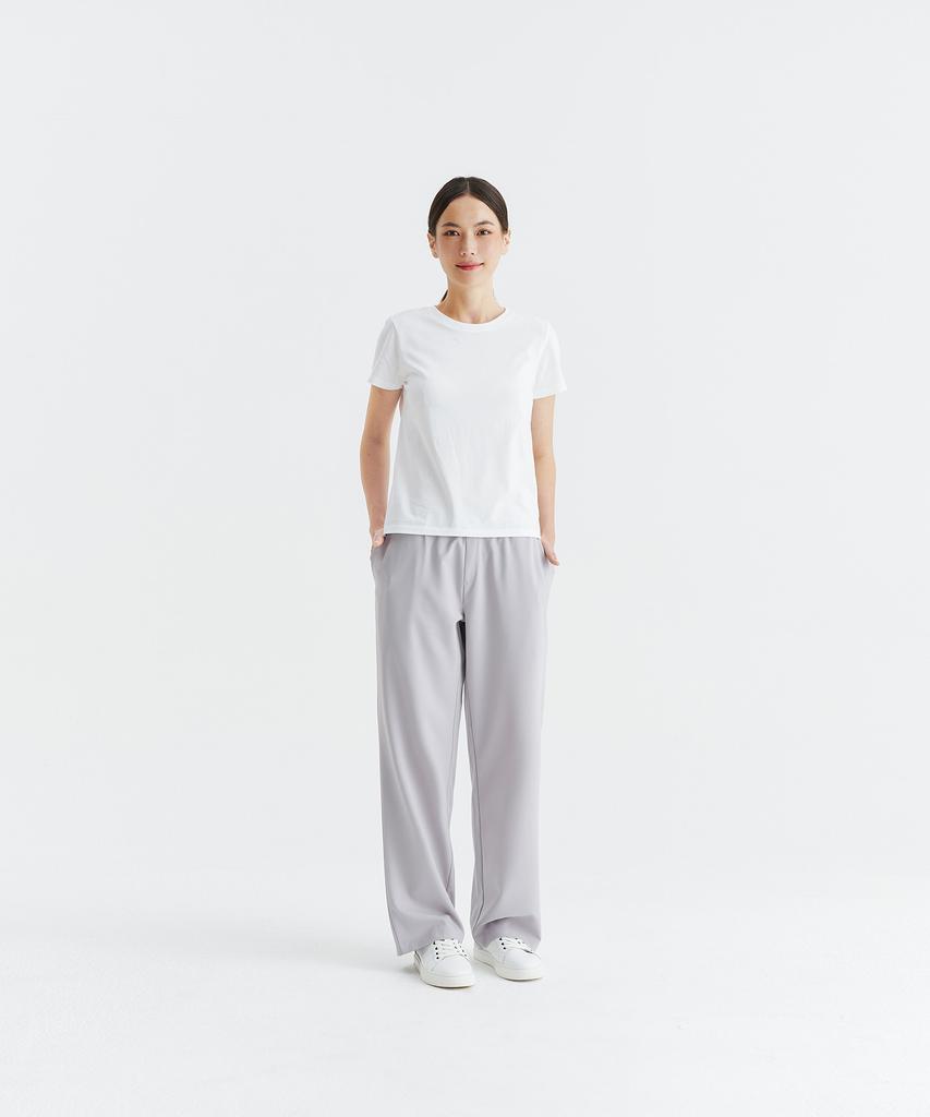 WHOLOVESART Unisex Semi-Wide Elastic Waist Slacks Mystic Gray