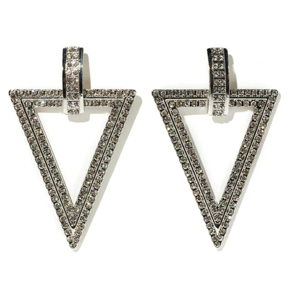 Triangle Rhinestone Earrings, Fashion Temperament Shiny Full Diamond Earrings Accessories Women S Earrings серебряный