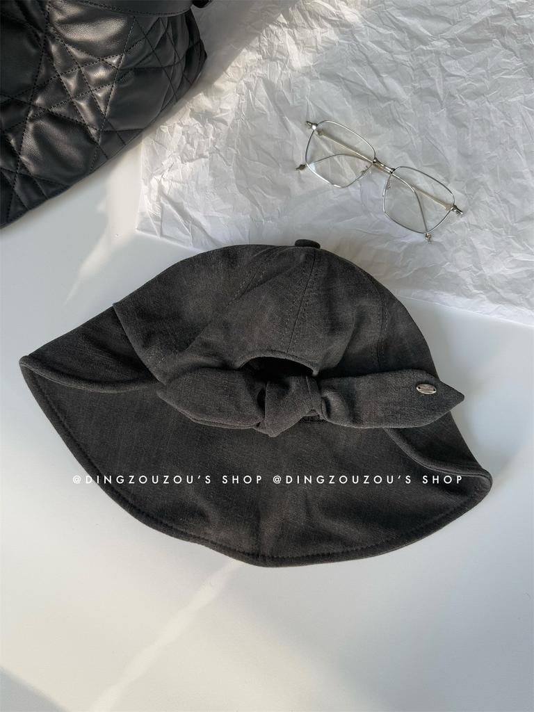 Breathable Cotton And Linen Sunscreen Fisherman'S Hat Children'S Summer Versatile Sun Hat Bow Shows Washbasin Hat Tide