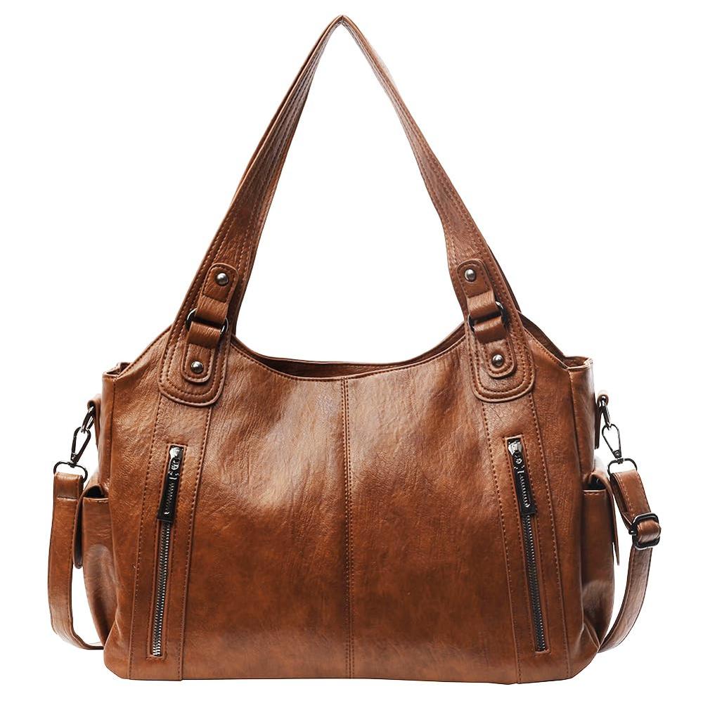 Vintage Shoulder Bag Metal-Studded Oil Wax Leather Bag Motorcycle Bag Cool For Trendy Events Fashion Street Daily Commute