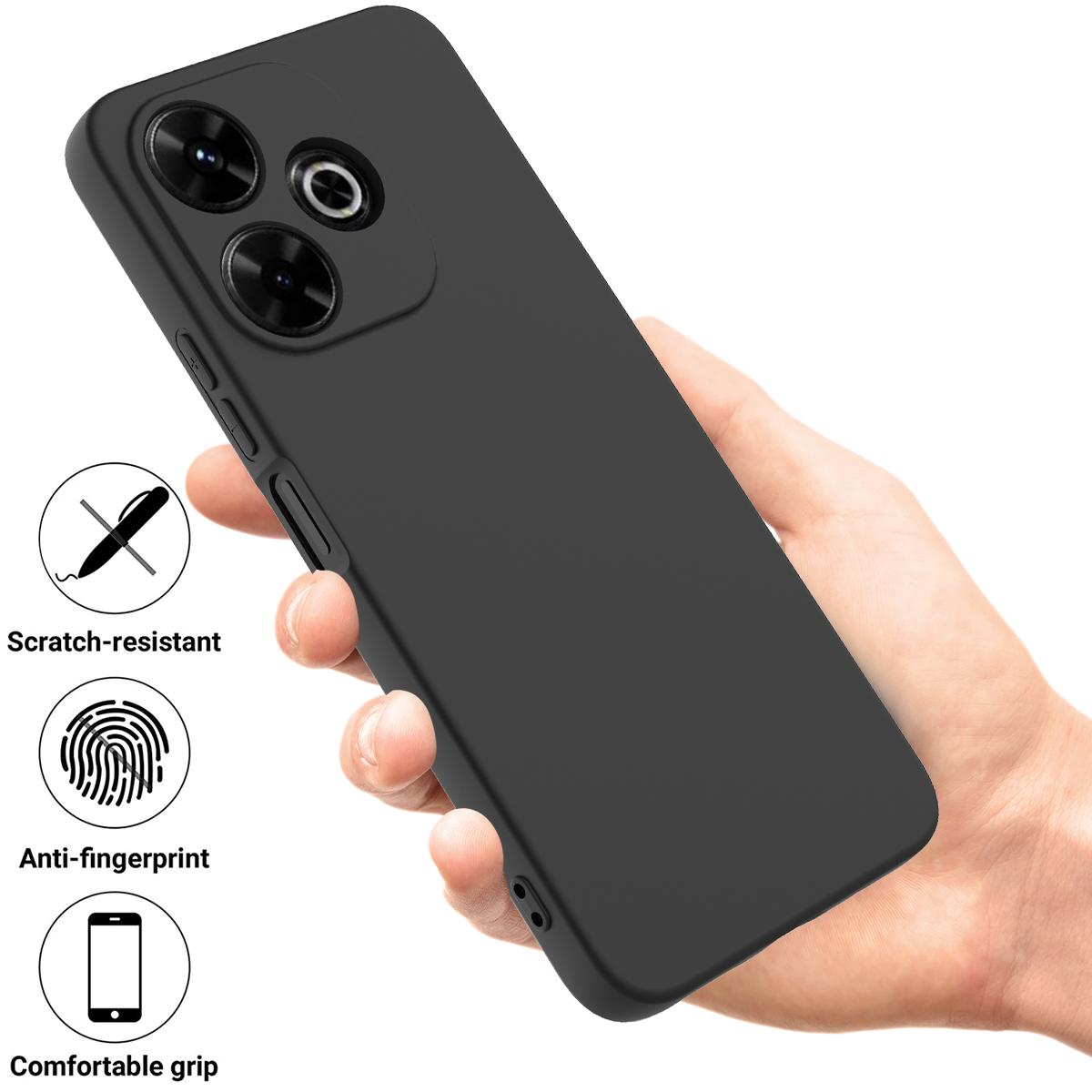 

For Xiaomi Poco M6 Plus 5G Neo Case Anti-Drop Liquid Silicone Phone Cover with Strap Black