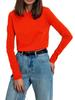 2024 Women's Casual Solid Color Long-Sleeve Round Neck T-Shirt - European & American Fashion Autumn Edition