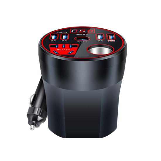 200W Měnič napětí do auta 4 USB 1 port typu C se zásuvkou AC 12V na 220V Rychlonabíjecí konvertor pro notebooky telefony
