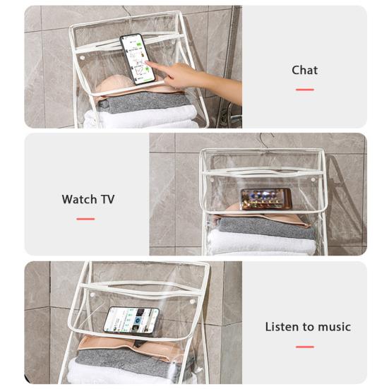 Waterproof Shower Clothes Bag Transparent Bathroom Storage Bag Hanging Storage Pouch with Hook for Mobile Phone Dry Clothes Towel Dorms RVs