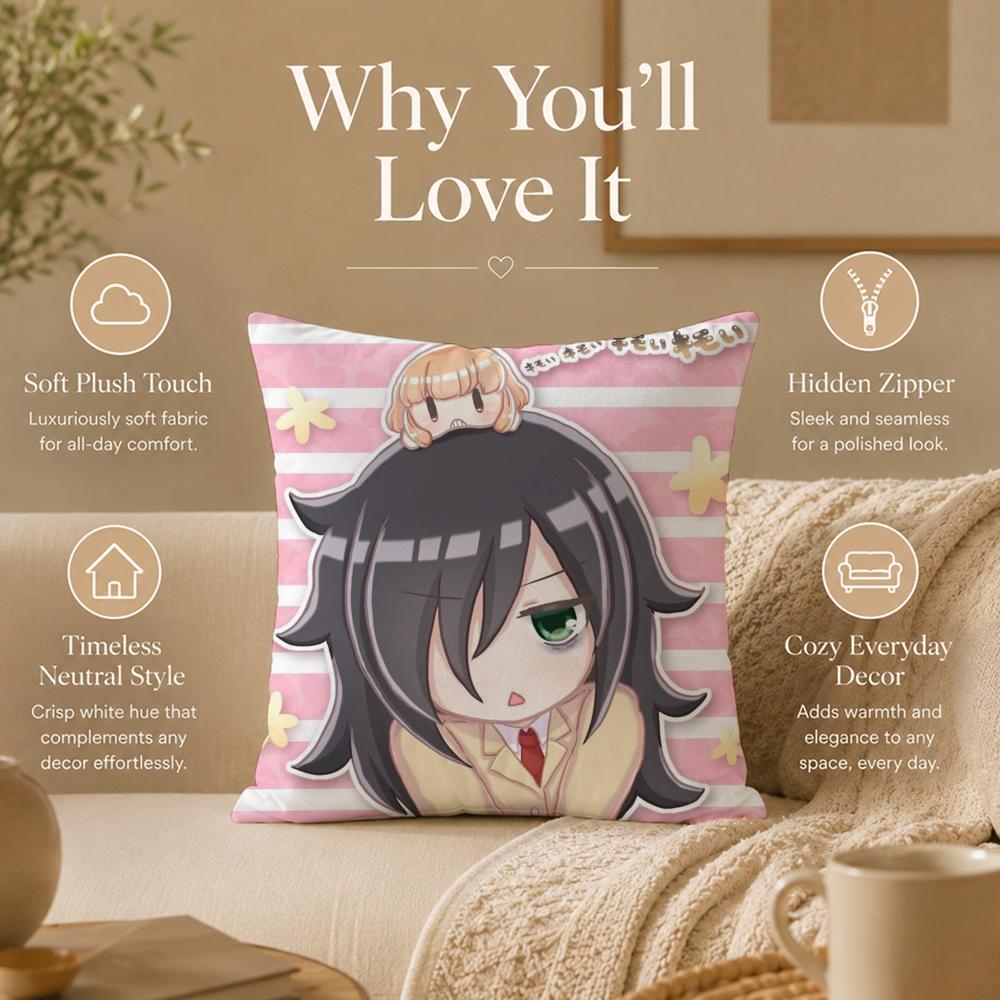 Anime T-Tomoko KurokiS Cushion Cover Double-Sided Printed Pillow Cover Hypoallergenic Dust-Mite Proof