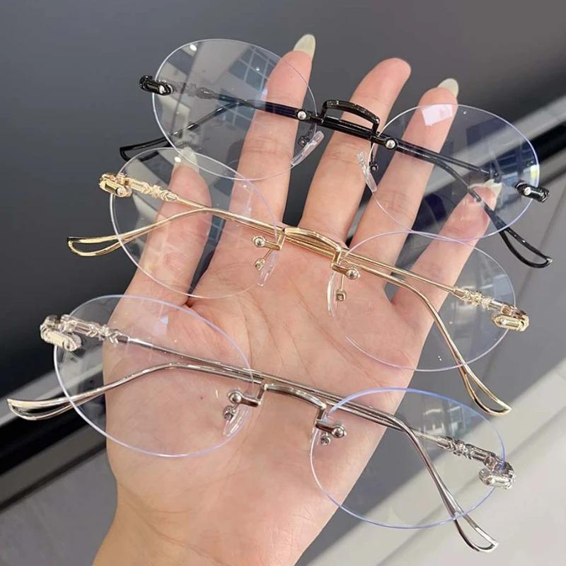 Retro Small Round Frame Glasses Women Girls Harajuku Japanese Metal Glass Eyewear Decorative Computer Anti-Blue Eyeglasses