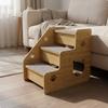 Wooden Pet Stairs Stable Design Dog Steps for Bed Cat Climbing Steps Anti-Slip Surface Three-Tier Wooden Pet Stairs for Sofa