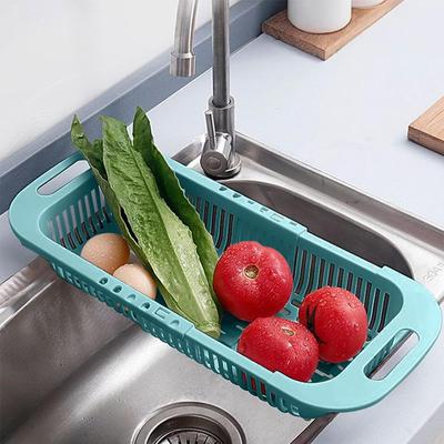 Dish Sink Drain Basket Kitchen Drain Rack Sink Retractable Storage Rack Fruit and Vegetable Drain Basket