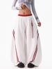 Women's Hip Hop Color Block Striped Sweatpants - Double Waistband, Baggy Fit for Spring/Autumn