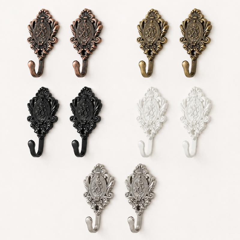 Xiaomi 2PCS Vintage Wall Hooks Decorative Metal Coat Hook Antique Clothes Hanger Towel Hat Bag Robe Holder for Bathroom Bedroom Hall