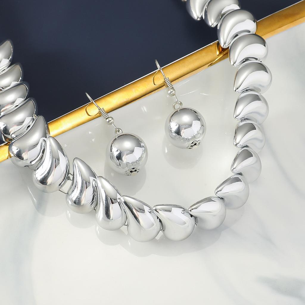 Punk Choker Necklace Earrings for Women Water Drop Chain Jewelry Accessory