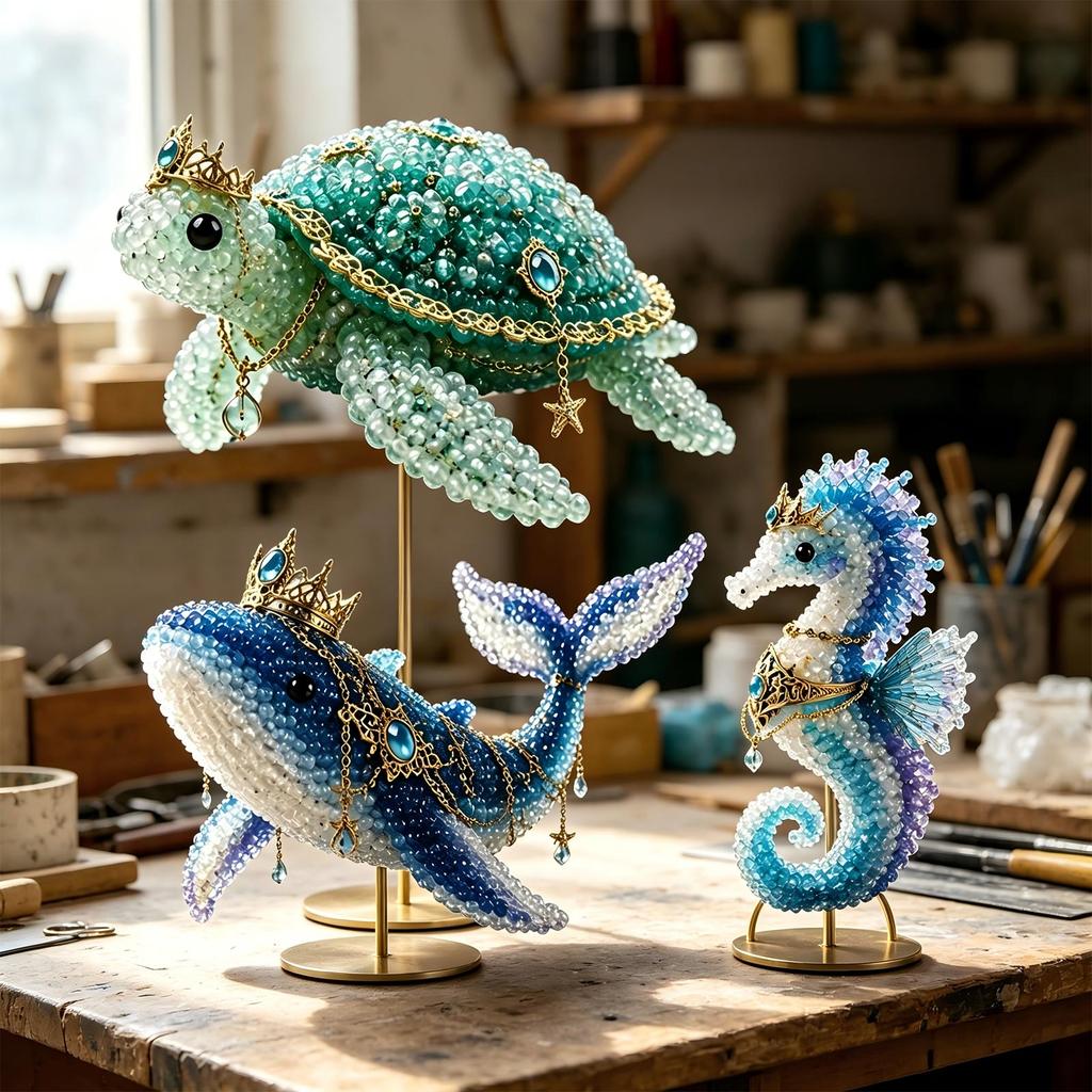 Animal Bead DIY Kit - Assorted Beads for Jewelry Making, Kids Creative Set, Sea Creature Theme