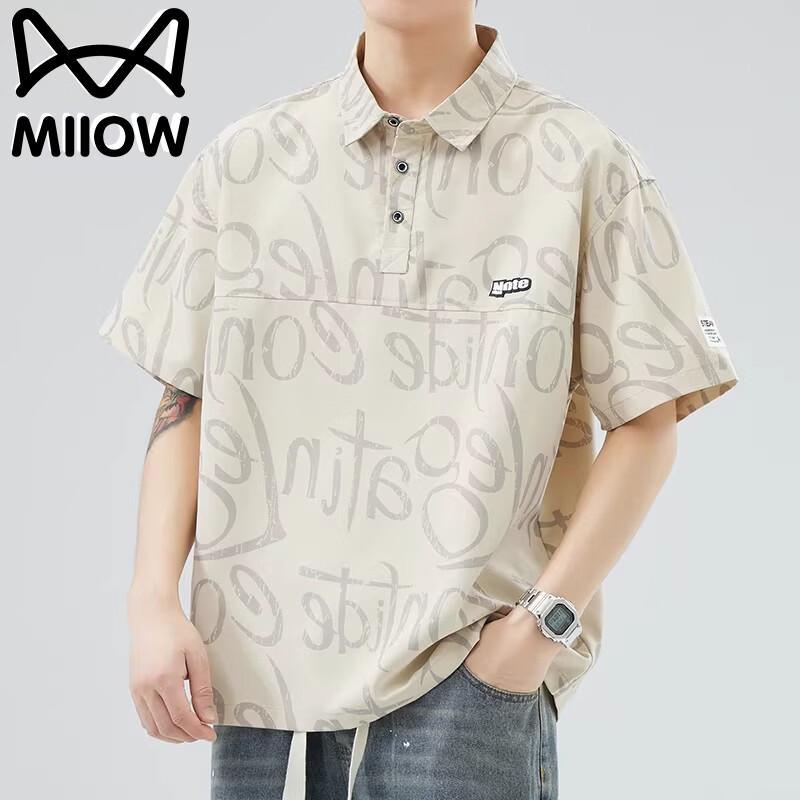 MiiOW Men s Printed Short Sleeve Polo T-Shirt 3XL