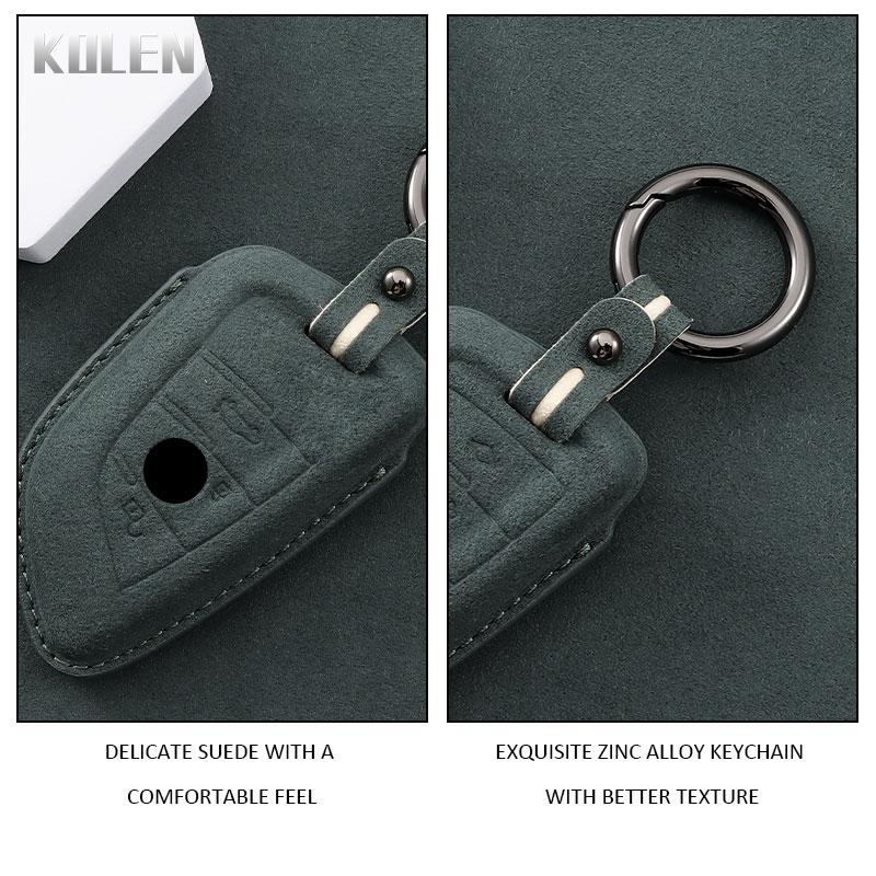 Genuine Leather Auto Smart Key Fob Cover Case Housing Fit For Bmw X1 X3 X5 X6 X7 1 3 5 6 7 Series G20 G30 G11 F15 F16 G01 G02 F48 G05 G06 G07 Remote