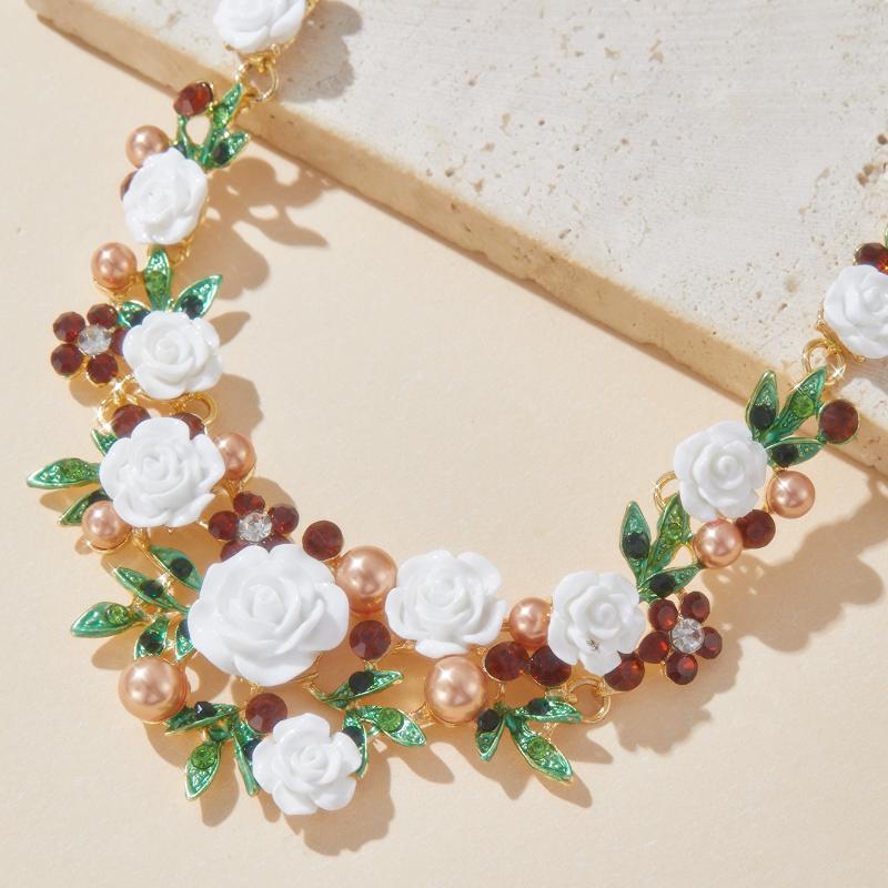 Luxury Flower Earrings Necklace Set Men Women Wedding Jewelry Set Birthday Gift