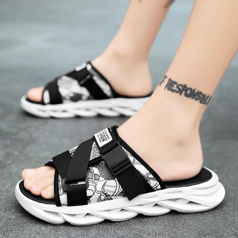 Men's Summer Outdoor Thick Heel Beach Sports Slippers Spring Large Size Indoor Soft Sole Flat Slippers