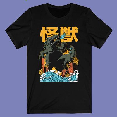 Kaiju Giappone Attacco Mostri Divertente Uomo Nero Taglia S-3XL
