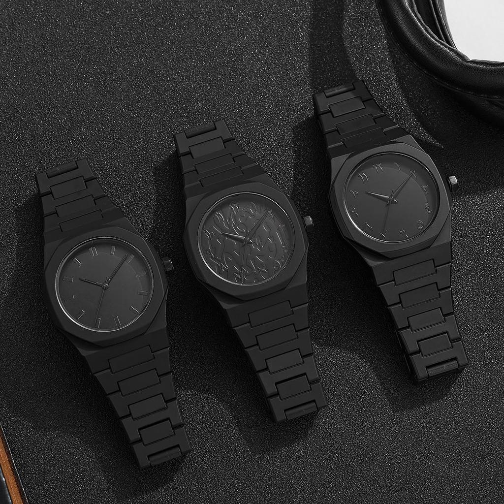 Matte Black Octagonal Men's Fashion Quartz Watch