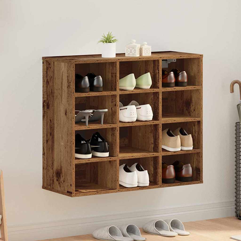 Shoe Cabinet with Shelf Rustic Wood Finish 77.5 x 30 x 67 cm Engineered Wood