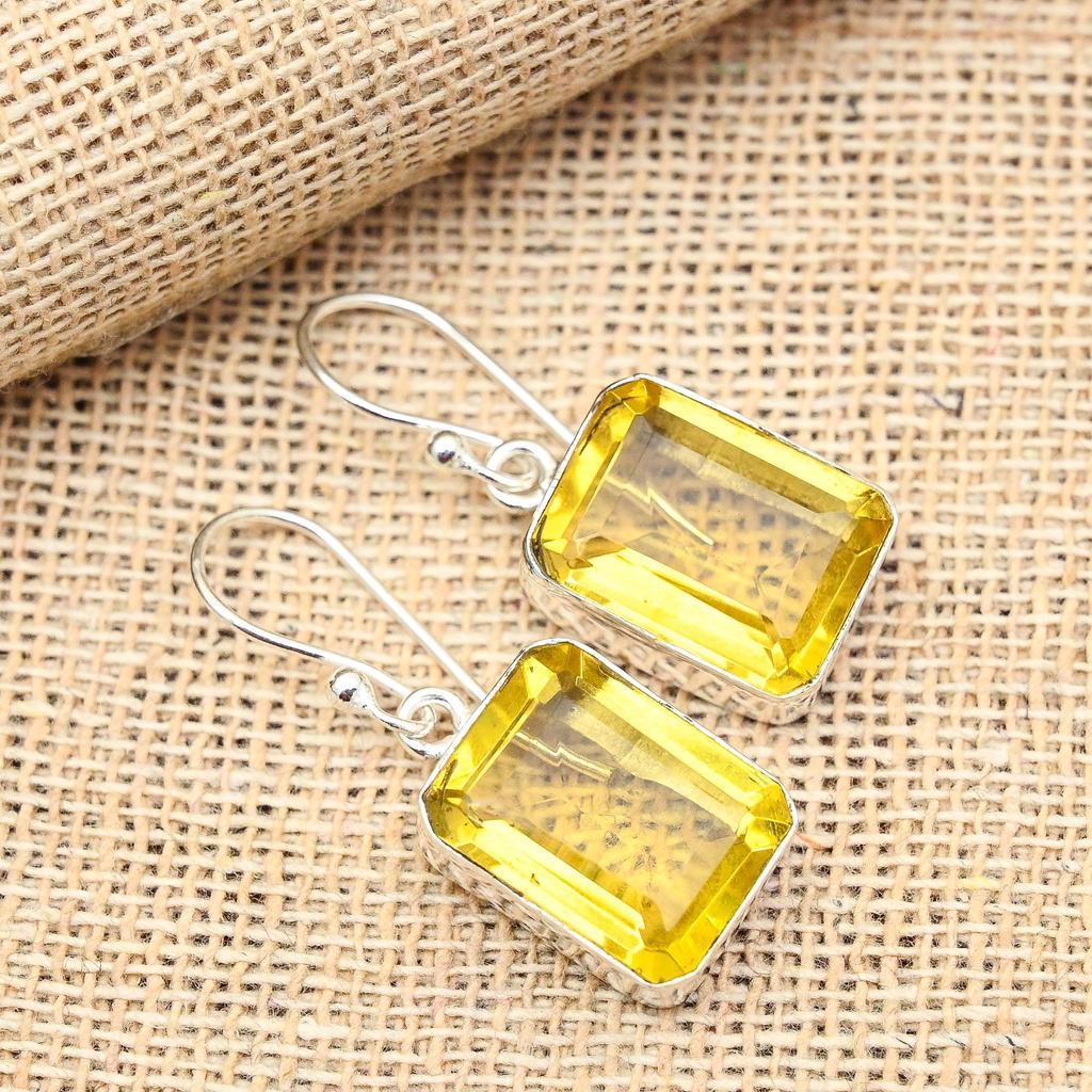 Citrin-Edelstein, handgefertigter Schmuck aus 925er Sterlingsilber, schöne Ohrringe, Geschenk für Sie