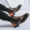 Ankle Boots for Men Brown Business Round Toe Lace-up Pu Mens Boots  Size 38-46 Men Shoes