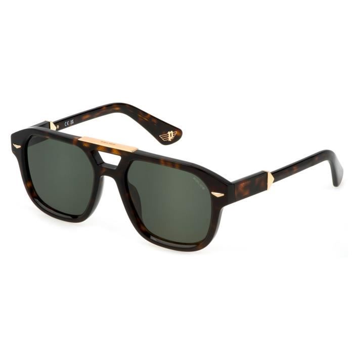Lunettes de Soleil - POLICE EYEWEAR - MONUMENT 1 SPLL19 - acétate - SHINY DARK HAVANA/GREEN - Unisex
