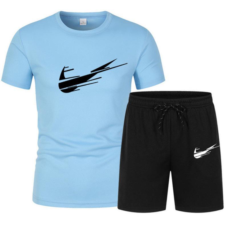 Herren Sommer Netz-T-Shirt und Shorts Set - Rundhals, Kurzarm, Lässige Sportbekleidung. XXXXL gray