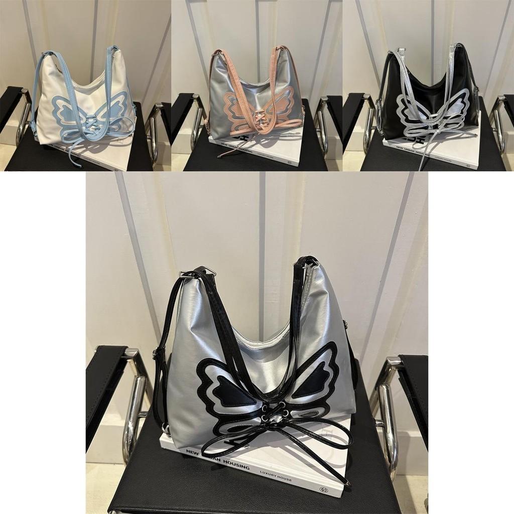 Fashionable Metallic Butterfly Womens Backpack 2024 New Versatile Shoulder Bag