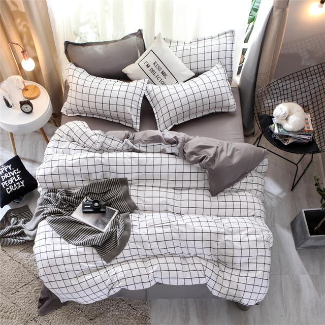 57 3/4pcs Pinkheart Bedding Set Super King Size Bed Linens Reactive Printing Duvet Cover Set Brief Style Home Bed Set Flat Sheet
