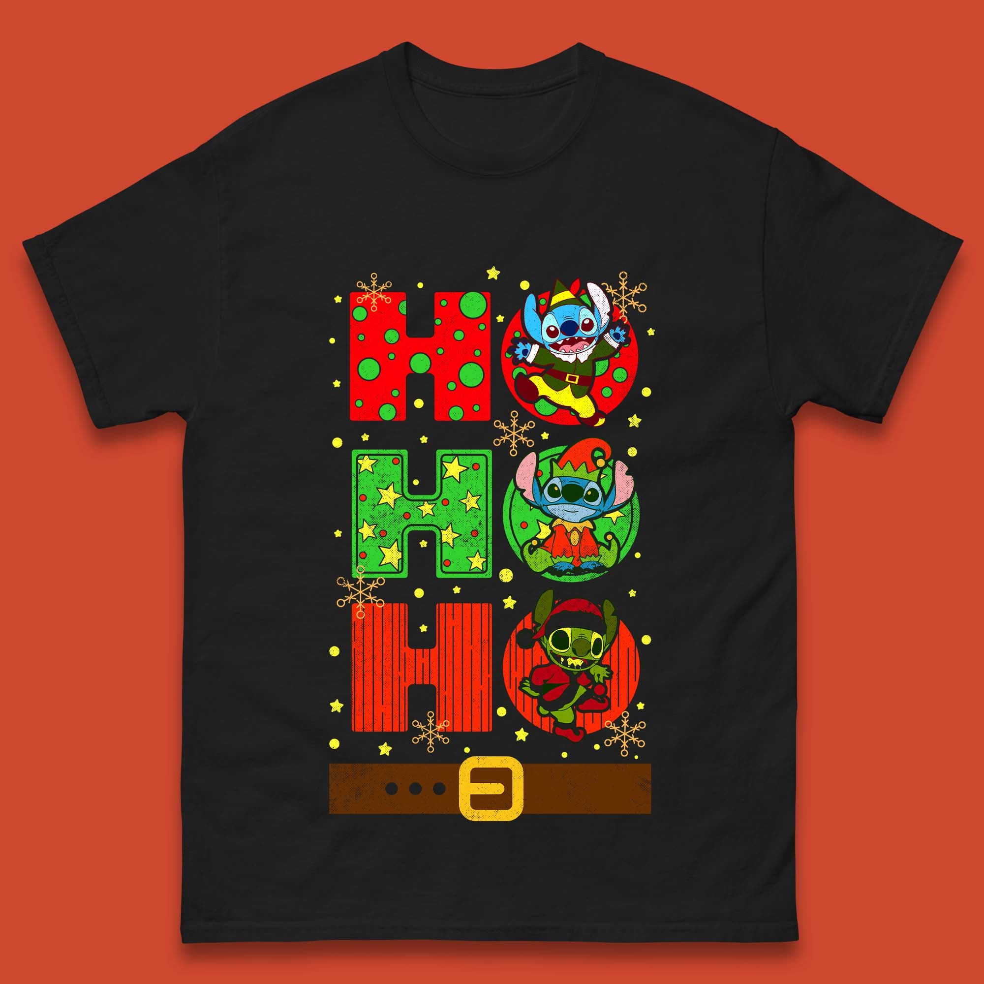 Stitch Elf Grinch Stitch Christmas Mens T-Shirt Womens Tops Tees S