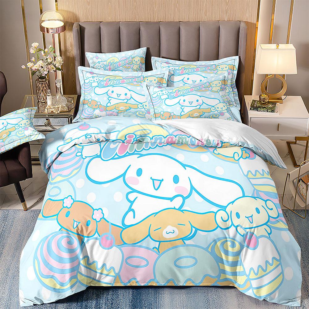 Niedliche Cinnamoroll Bettwäschesets Steppdecke Bettbezug Bettdecke Bettbezug Kissenbezug 2-3-teilige Sets Teenager Kindergeschenke