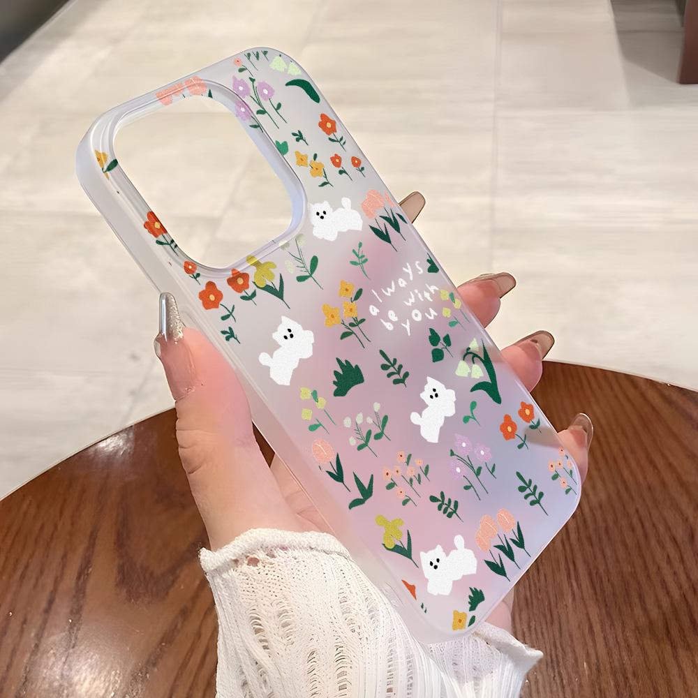 Mobile Phone Cases for iPhone 11 13 15 Pro Max 12 14 Pro Max Case iPhone 16 15 Plus 13 Pro 12 Frosted Texture Painted Cartoon Flowers