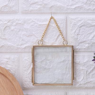 Moldura de Metal DIY Vidro Altamente Translúcido Porta-Fotos Pasta Suporte para Montar na Parede Decoração de Pena Flor Seca
