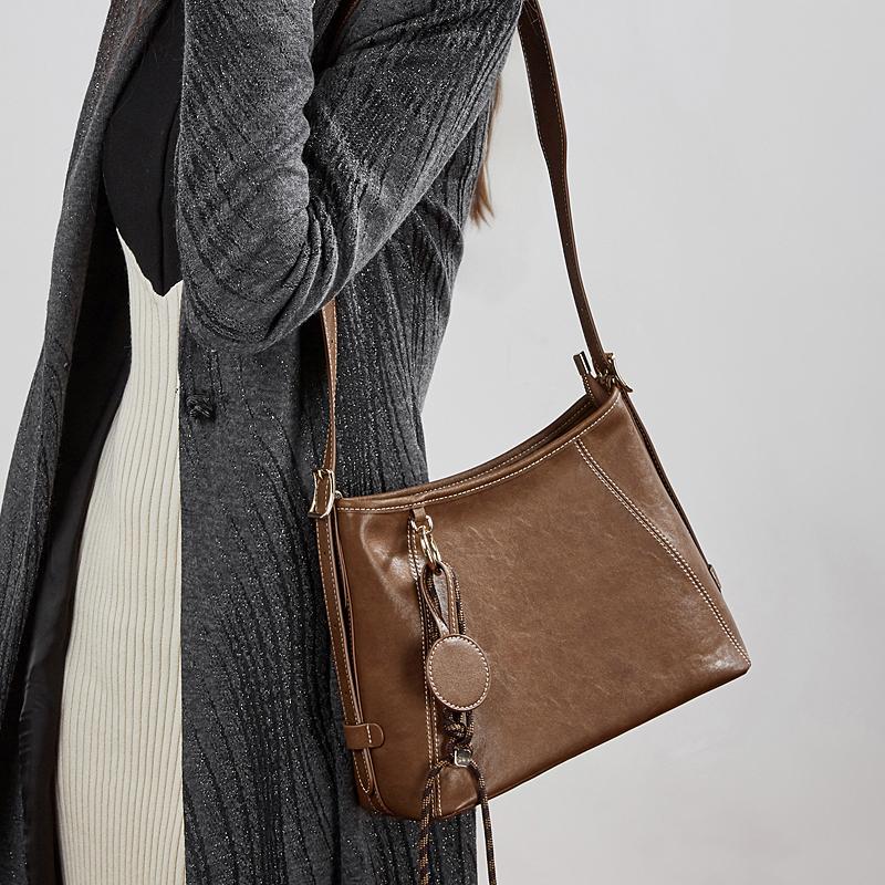Women's Bag Luxury Designer Split Leather Shoulder Bag Women  Cowhide Versatile Crossbody Bags