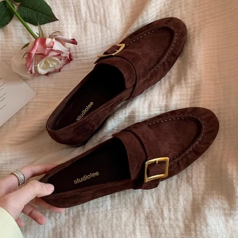 Fashion High Quality Women's Loafers 2025 Mary Janes Fashion Shallow Mouth Slip On Mid Heels Shoes Concise Buckle Strap Office Pumps