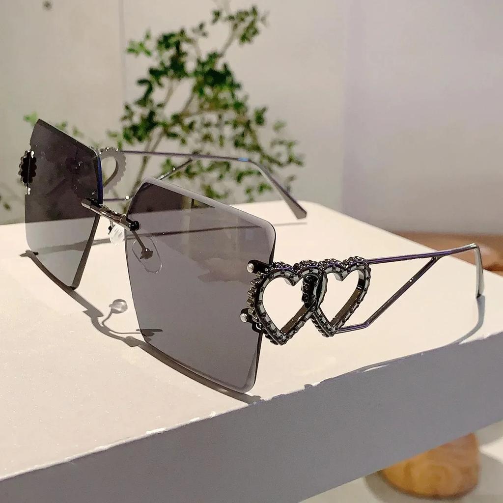 Classic Rimless Square Sunglasses Women Men Designer Brand Sun Glasses Female Male Minimalist Metal Mirror