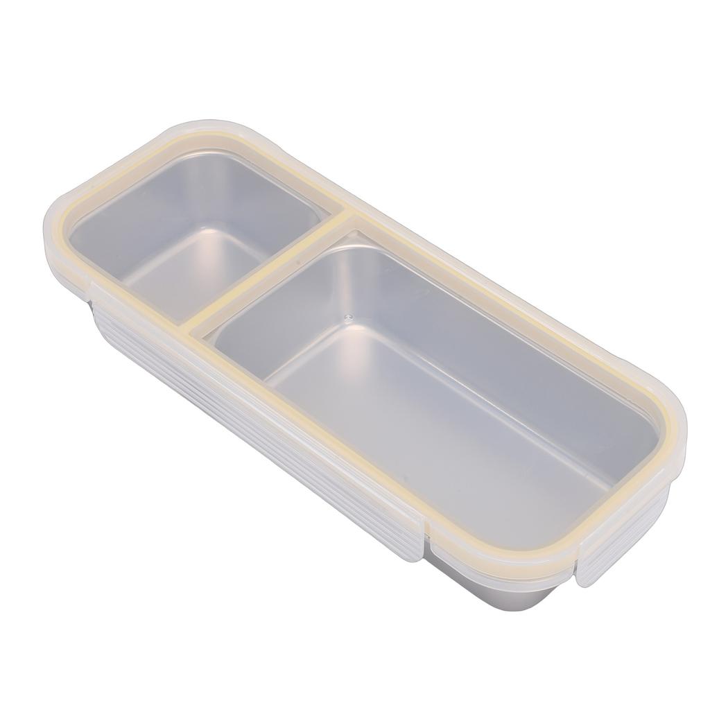 Portable Snack Container 304 Stainless Steel Sealed 2 Compartment Food Storage Container for Travel Camping Picnic