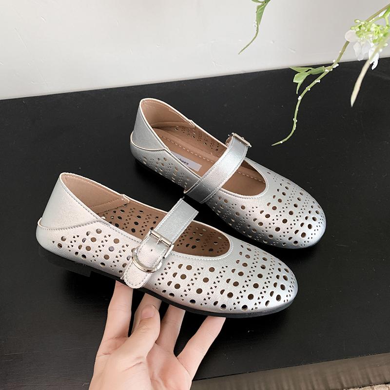 Fashion Women Mesh Loafers Shoes Fashion Chunky Hollow Shoes Shallow Women's Sandals 2025 Summer Low Heels Shoes Zapatillas De Mujer